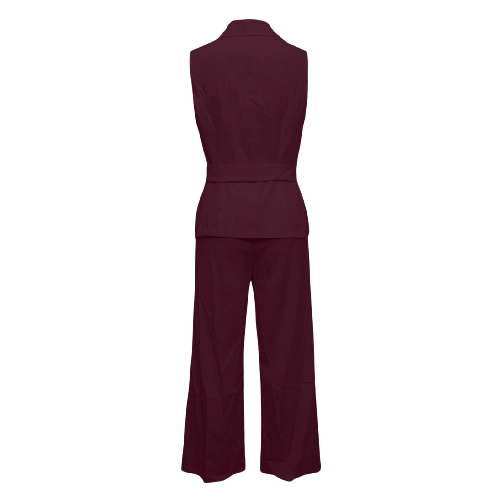 Generisch Tenue deux pièces d'été élégante pour femme, sans manches, pantalon droit, ensemble élégant pour le travail, décontracté, ligne aérée, tissu de qualité supérieure