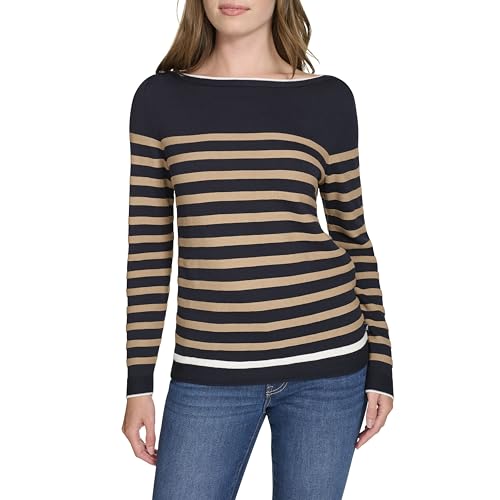 Image of Nautica Women's Mariner Stripe Pullover Boatneck Long Sleeve