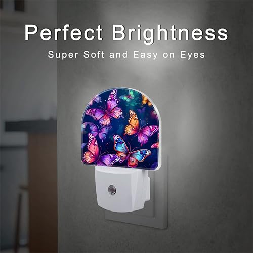 Image of Magic Glowing Butterflies Night Light for Kids,Colorful Flying Butterfly Plug in Night Light with Dusk to Dawn Sensor, 0.5w Energy Saving Nightlight for Hallway Stairway Kitchen Bedroom