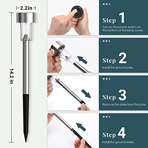 Solpex 16 Pack Solar Outdoor Lights Pathway, Stainless Steel Solar Lights Outdoor Waterproof,Led Landscape Lighting Solar Walkway Lights For Landscape/Patio/Lawn/Yard/Driveway-Cold White #TOP6