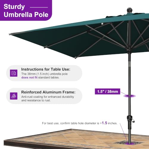 Image of PURPLE LEAF Patio Market Umbrella 9' x 6' Rectangle Dual Tilt Green 8 Ribs