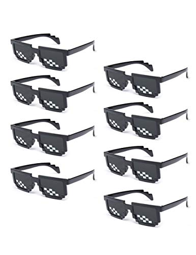 Onnea 8 Piezas Mosaico Gafas de Sol de Fiesta para Mujer Hombre Thug Life Pixelated (Paquete de 8 Cuadrado)