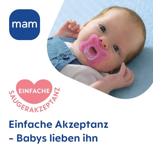 MAM Comfort Schnuller | 0-3 Monate | Schnuller für Frühgeborene und Neugeborene | stillfreundlicher Babyschnuller | besonders klein & leicht | extra sanft | 100% Silikon | blau/beige | 2 Stück 3