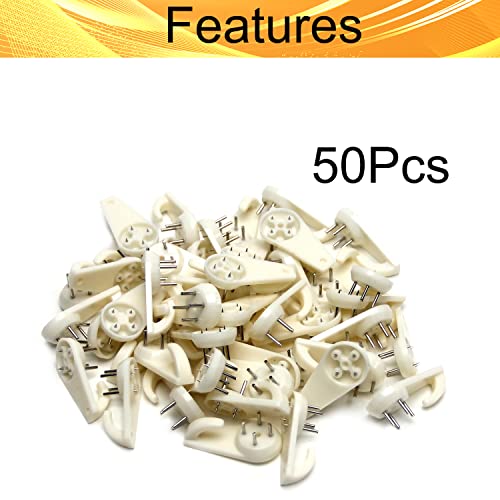 Image of Picture Hangers Ceiling Hooks Professional Photo Frame Hooks Kit with Nails for Hanging Plants Mugs Wind Chimes Utensils White 50PCS