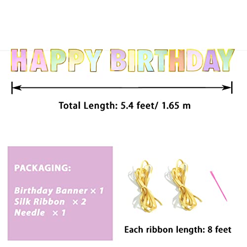 Double-Sided Colorful Happy Birthday Banner With Gold Glitter Bander, Thickened Happy Birthday Sign, Reusable Pastel Birthday Party Decorations Supplies(Double-Side Pastel) #TOP4