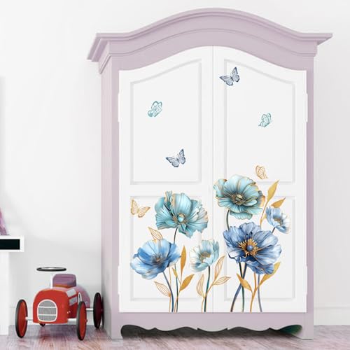Vinilos decorativos florales Mfault azul y teal 35x12 in miniatura 6