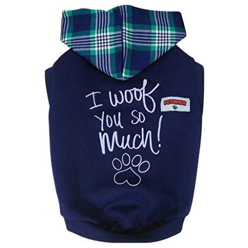 FETCHER Dark-Blue I Woof You So Much Dry Fit Hoodie for Small Dogs (X-Small, Pack of 1) (B08Y8YLBRL) Amazon Price History, Amazon Price Tracker
