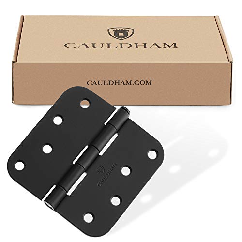 Cauldham (12 Pack) Heavy-Duty 4" Interior Door Hinges With 5/8" Radius Corners - Black #TOP4