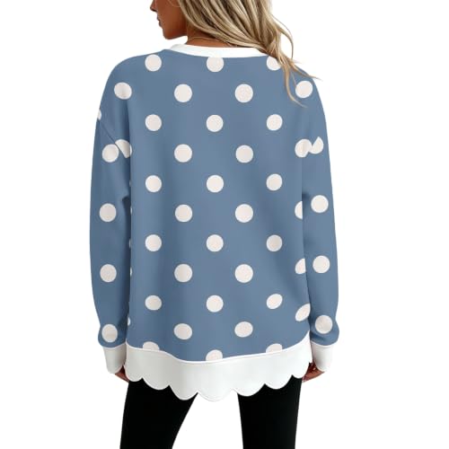 Oversized Sweatshirt for Women Cotton Scalloped Hem Fashion Pullover Tops - image 6