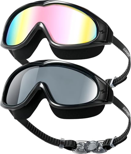 Image of Seago Swim Goggles Adult Youth Anti-Fog Wide Clear View Pool Goggles | 180 Vision UV Protection Waterproof No Leaking, Triathlon Swim Glasses Mask with Soft Silicone for Men Women Junior