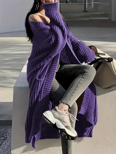 Image of Womens Long Cardigan Sweaters Open Front Oversized Duster with Pocket for Women 2025 Fall Winter Knit Design Coats