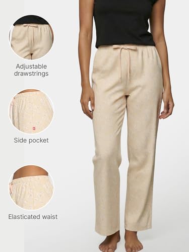 Image of Enamor Mid Rise Full Length Adjustable Drawstring Hangout Pant for Women - Relaxed Fit, Combed Cotton - E4A5