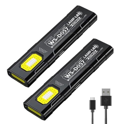 2PCS Pocket-Sized Multi-Mode Led Flashlight, EDC Flashlight, Slim Flat Pocket Torch EDC Clip Light with Magnetic Base, USB Rechargeable, Powerful Mini Flash Light for Camping Travel