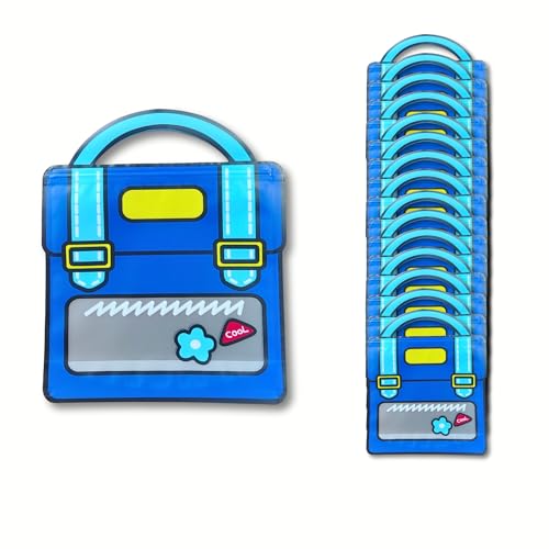 Image of The Cubby Cart Pack of 15 Backpack-Shaped Return Gift Pouches for Kids | Party Favor Bags for Birthday, Diwali, Rakhi, Kanjak | Goodie Bags (21x18cm) (Blue)