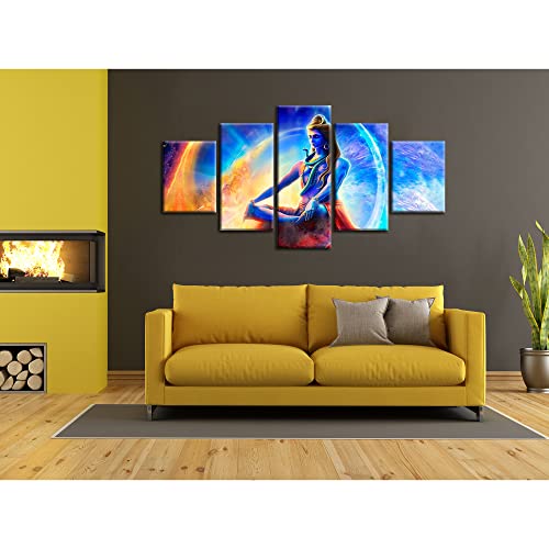 Lord Shiva Wall Art Hindu God Wall Decor Picture Canvas Hd Print Hinduism Posters Paintings Framed Home Living Room Bedroom Decoration Ready To Hang 5 Panels(60''Wx32''H) #TOP3
