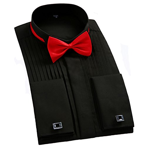Taobian mens pleated tuxedo shirt french cuff formal dress shirt …