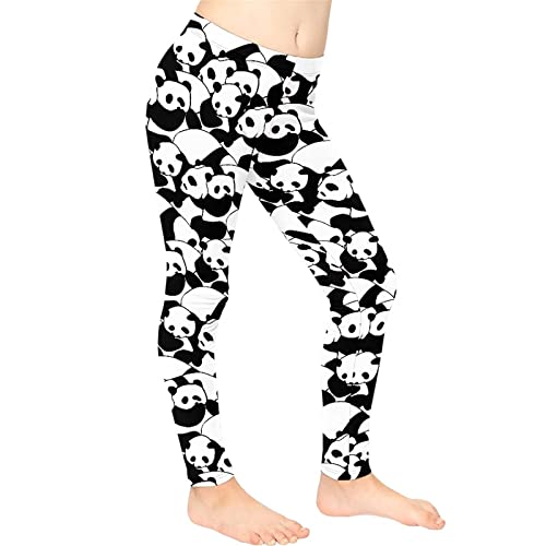 COEQINE Girls Leggings Kid Ankle Length Legging Tights Trousers Slim Long Pants Black White,Size 4-13 Years
