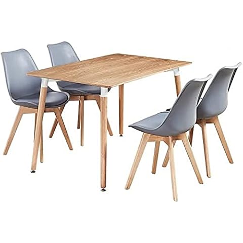 P&N Homewares Dining Table and Chair Set, Grey, One Size Cover