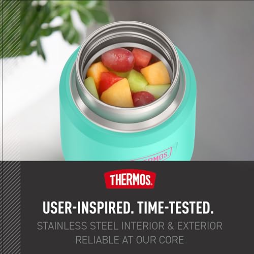 Image of THERMOS ICON Stainless Steel Food Jar with Spoon, 12 Ounce, Teal