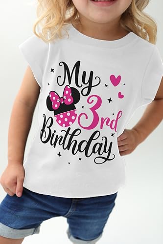 Luke and Lulu Kids Girls 3rd Birthday Outfit - Adorable Girl Shirt, Mouse 3rd Birthday Shirt for 3 Years Old4