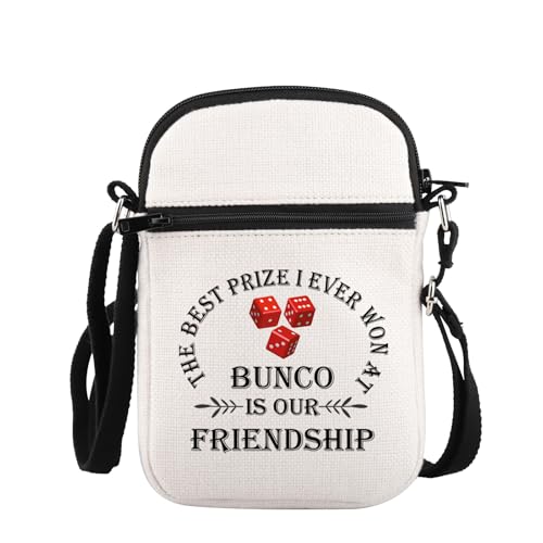 PLITI Bunco Gift Bunco Gambling Lover Gift The Best Prize I Ever Won At Bunco Is Our Friendship Bunco Game Crossbody Bag