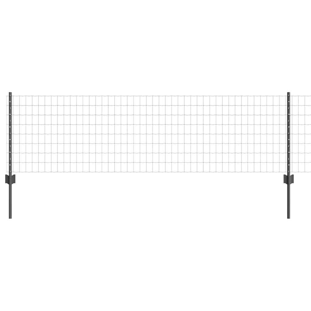 vidaXL Ogrodzenie z słupkiem Szary 0,6 x 25 m Stal i PVC, Regulowane zewnętrzne ogrodzenie, nowoczesny parawan, trwały dzielnik przestrzeni w ogrodzie