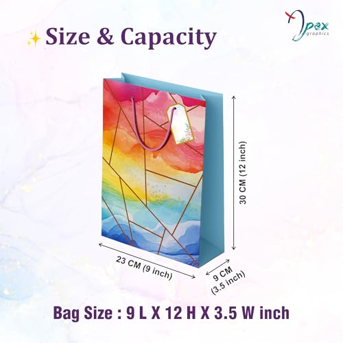 Image of Gift bags Medium Size - Paper Bags for Gifting - Pack of 10 - Return Gifts bags for Wedding Birthday Diwali Corporate Gift - Size 9 x 12 x 3.5 inch - Paper Gift Bags - Marble Design