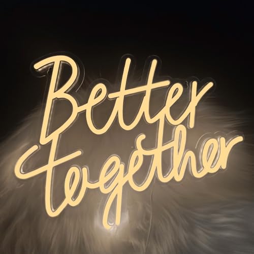 Better Together Neon Sign Adjustable LED Neon Light Sign Backdrop powered by USB Hanging Light for Wedding Bar Birthday Wall Decor Art Decoration(Warm White)
