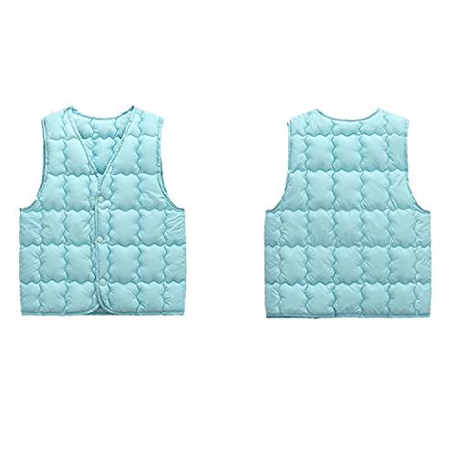 Cozomiz Boys Girls' Light Weight V-Neck Down Compact Vest,Kids Down Puffer Sleeveless Jacket Waistcoat 5-6 Years Light Blue #TOP2