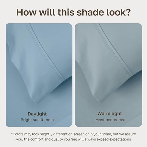 Image of California Design Den Pack of 2 King Size Sheets Set - 400 Thread Count, Soft 100% Cotton Sateen, Deep Pocket King Sheet Set, Durable Bedding - Sky Blue
