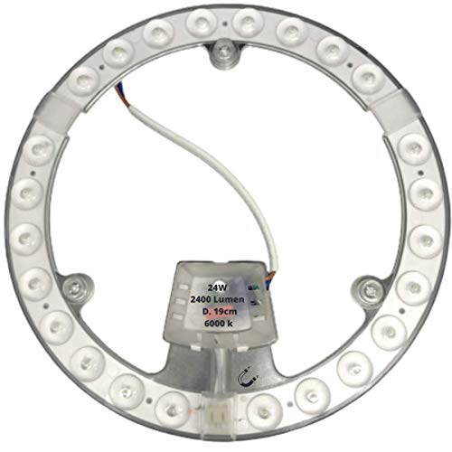 Patabit Circolina Led Ricambio Al Posto Della Lampada Neon per Trasformate La Plafoniera A Led | Lampadina Circolare Led Luce Fredda Calda E Naturale (24W, Luce Fredda 6000k)