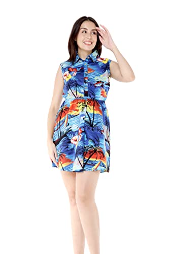 Image of Hawaii Hangover Family Matching Hawaiian Clothes, Sunset Blue | Family matching Hawaiian outfits, Sunset Blue, 100% cotton, machine washable, tropical floral print, luaus, cruises