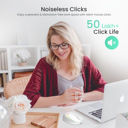 Image of Portronics Toad IV Bluetooth Mouse with 2.4 GHz Wireless (Dual Connectivity), Rechargeable, Connect up to 3 Devices, RGB Lights, Adjustable Optical DPI, for Laptop, PC, Tablet, Smartphone (White)