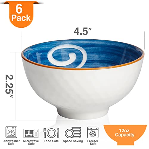 Cocowhoa Ceramic Dessert Style Bowls, 10Oz Capacity, Modern Snack Bowls, Japanese Inspired Dishware Bowls, Ceramic Bowl Gift Set, Perfect For Rice, Cereal, Pasta, Ice Cream, Small Bowl Set (Set Of 6) #TOP3