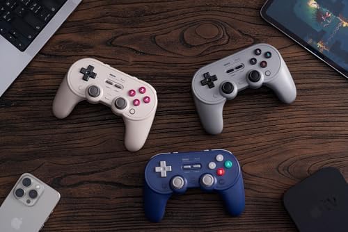 8BitDo Pro 3 Bluetooth Controller with Swappable ABXY Buttons, TMR Joysticks, Hall Effect Triggers, Pro Back Buttons, Charging Dock, for Switch/Switch 2, Windows, Apple, SteamOS, Android - Purple — view 8