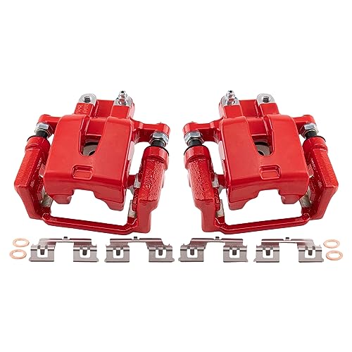 Image of TRQ Performance Rear Driver and Passenger Side Brake Caliper Set Caliper Brackets Compatible with 05-09 Chrysler 300 Touring RWD 13-18 Chrysler 300 V6 3.6L RWD