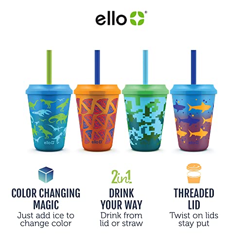 Ello Kids Plastic Reusable Color Changing Cups with Twist on Splash