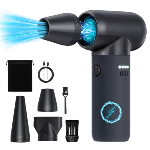 Compressed Air Duster,180000RPM Electric Duster Air Blower,Cordless Rechargeable Mini Dust Blower,3 Gear Jet Fan for PC Keyboard Computer Car Outdoor House Cleaning-Black