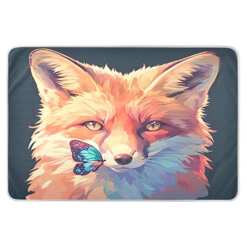 CEBUGI 34” x 52”Washable Underpads Heavy Absorbency Waterproof Incontinence Bed Pads Colorful Fox Pee Pads for Adults Kids and Baby