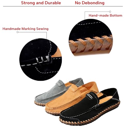 Men's Suede Hand Stitching Penny Loafers Lightweight Breathable Round Toe Slip-On Flat Moccasin Driving Shoes Casual Daily Work Walking Shoes4