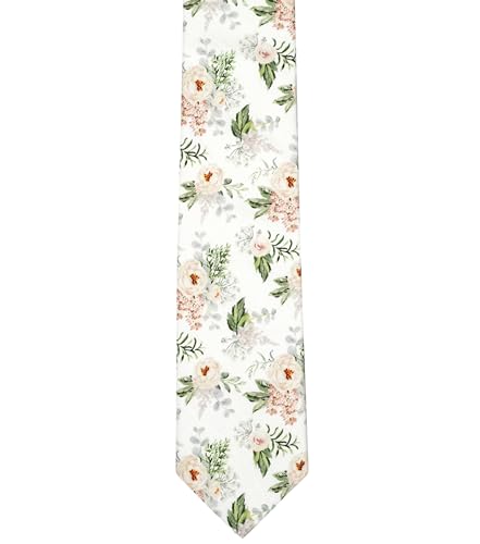 Image of BELLUNO Men's Cotton Floral Skinny Tie, 2.5 inch Width, with Gift Box