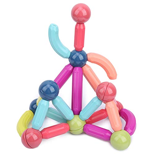 SUNGOOYUE Juguetes de Bricolaje con Palo Magnético para Niños, Rompecabezas 3D Portátil, Barra Magnética, Bloques de Construcción, Juguete para Niños, Educación Temprana(64 Piezas) Cover