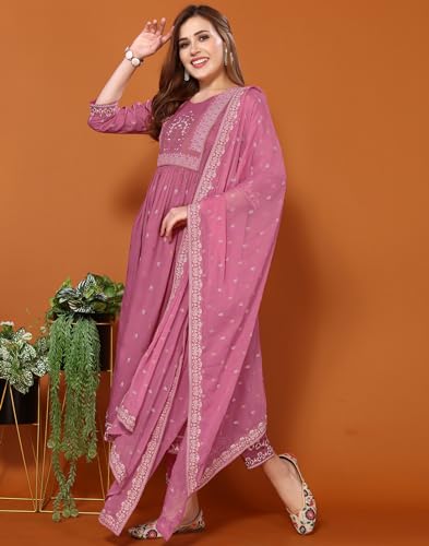 Image of SIRIL Women's Rayon Viscose Printed Kurta Pant with Dupatta Set