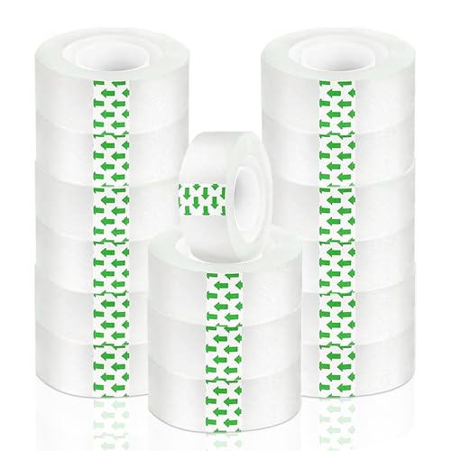 BODFPPC - Clear Transparent Stationery Tape Refills Rolls for Dispenser, 16 Rolls Pack, 3/4 in x 1000 in,1 inch Core, Gift Wrapping Tape for Office, School and Home