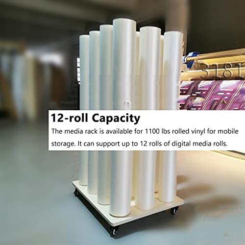 Carrello portatile in tessuto metallico con tavola in legno, supporto per supporti per fotografia, carta e rotoli di vinile, ideale per ufficio e negozio di stampa