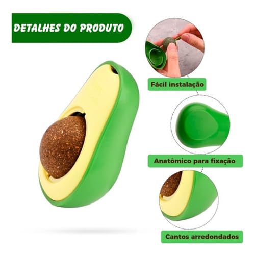 Abacate De Brinquedo Interativo Para Gatos Com Catnip Erva Relaxante Anti Estresse Gato Lambe Natura