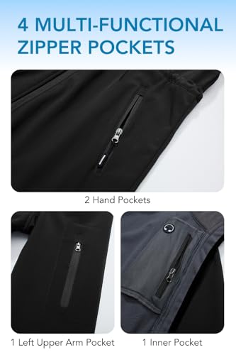 Image of FARVALUE Women's Long Softshell Jacket Waterproof Lightweight Warm Windproof Hooded Fleece Lined Rain Coat for Outdoor