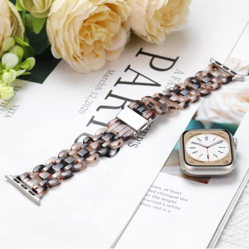 Pleixiu Compatible With Apple Watch Band 38Mm 40Mm 41Mm 42Mm 44Mm 45Mm 49Mm Lightweight Resin For Iwatch Ultra Series 8 7 Se 6 5 4 3 2 1 Apple Watch Bands For Women Men (Oval Tortoise Stone Flower) #TOP5