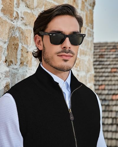 Kallspin Men's Wool Blend Sweater Cardigan Sleeveless Full Zip Cardigan Knit Classic Warm Wool Vest Sweater4