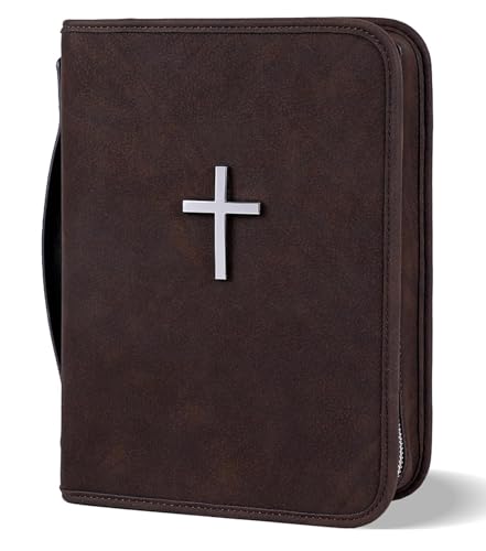 Coffret cadeau chrétien avec housse de Bible en cuir vegan marron pour les proches